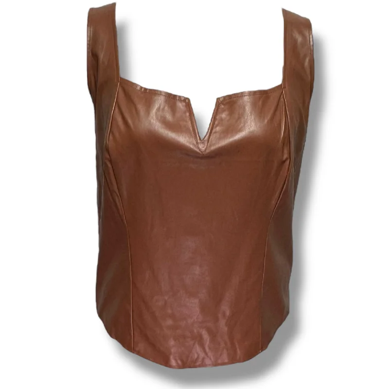 Top Sleeveless By Torrid In Brown, Size: 28 Unique Men's Upcycled