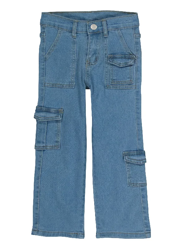 Little Girls Stretch Cargo Pocket Jeans Dapper Men's 1920S