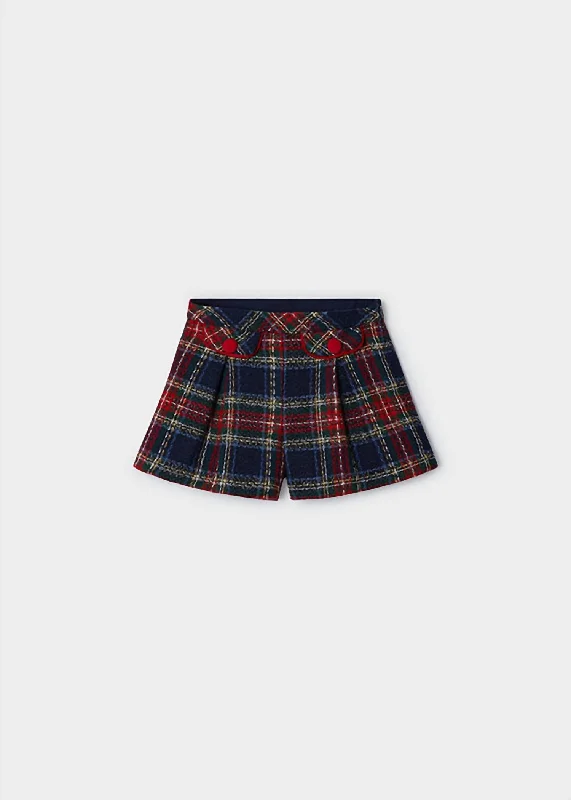 Girl's Holiday Plaid Tweed Shorts In Navy Cherry Dynamic Men's Glow