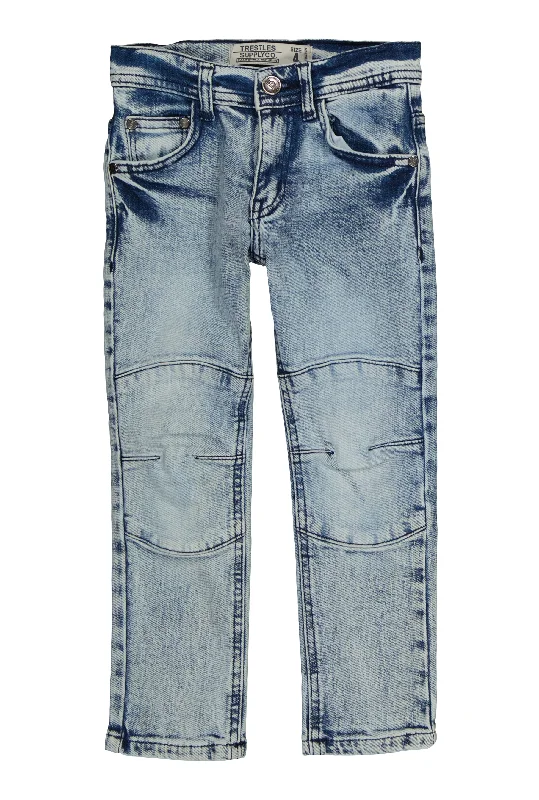 Little Boys Acid Wash Moto Jeans Cool Men's Distressed