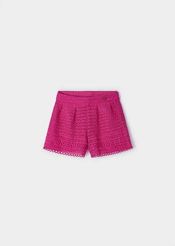 Girls Crochet Short In Fuchsia Refined Men's Velvet