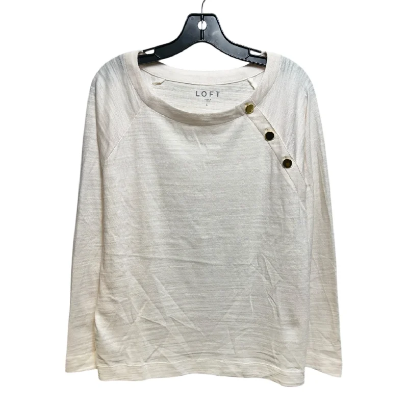 Top Long Sleeve By Loft In Cream, Size: L Youthful Men's Pop