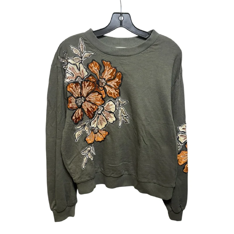 Floral Appliqué Sweatshirt By Anthropologie  Size: M Casual Men's Short