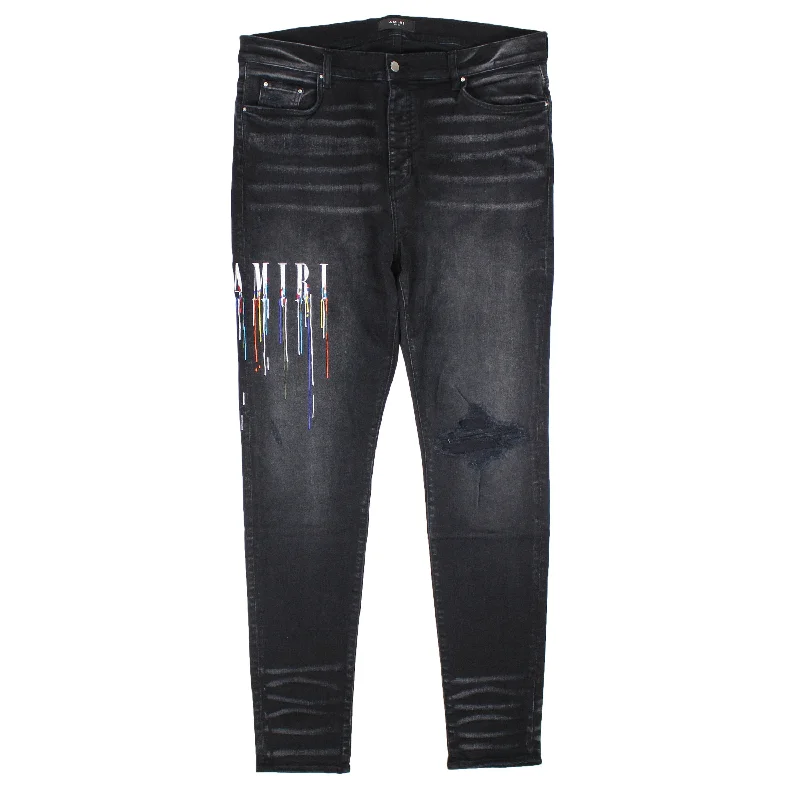 Amiri Paint Drip Jeans Aged - Black Dynamic Men's Moto