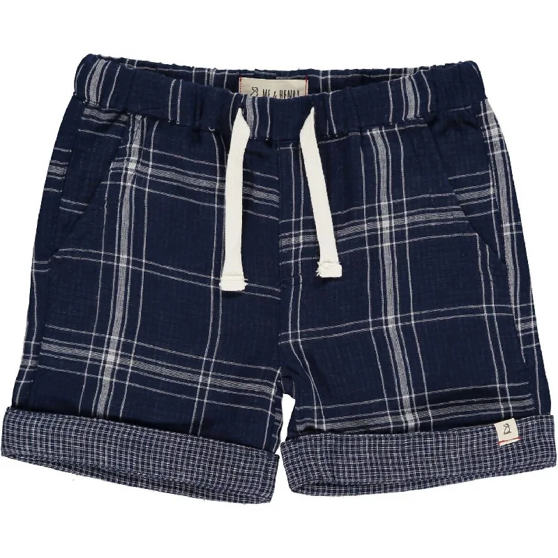 Boy's Turn-Up Shorts In Marina Navy Gauze Cclassic Men's Tweed