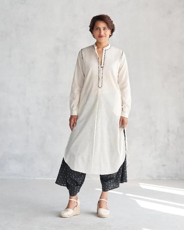 Basic Long Length Kurta - Ivory Gym