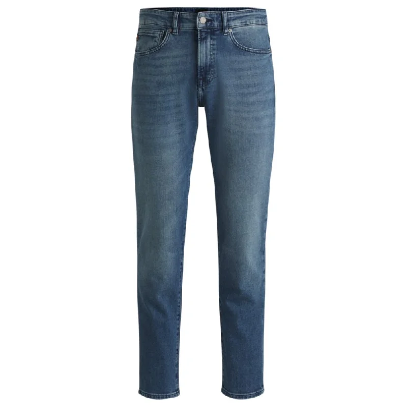 Regular-fit jeans in mid-blue comfort-stretch denim Sporty Men's Tennis