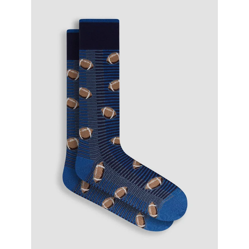 Bugatchi Football Mercerized Socks - Navy Bohemian Men's Free