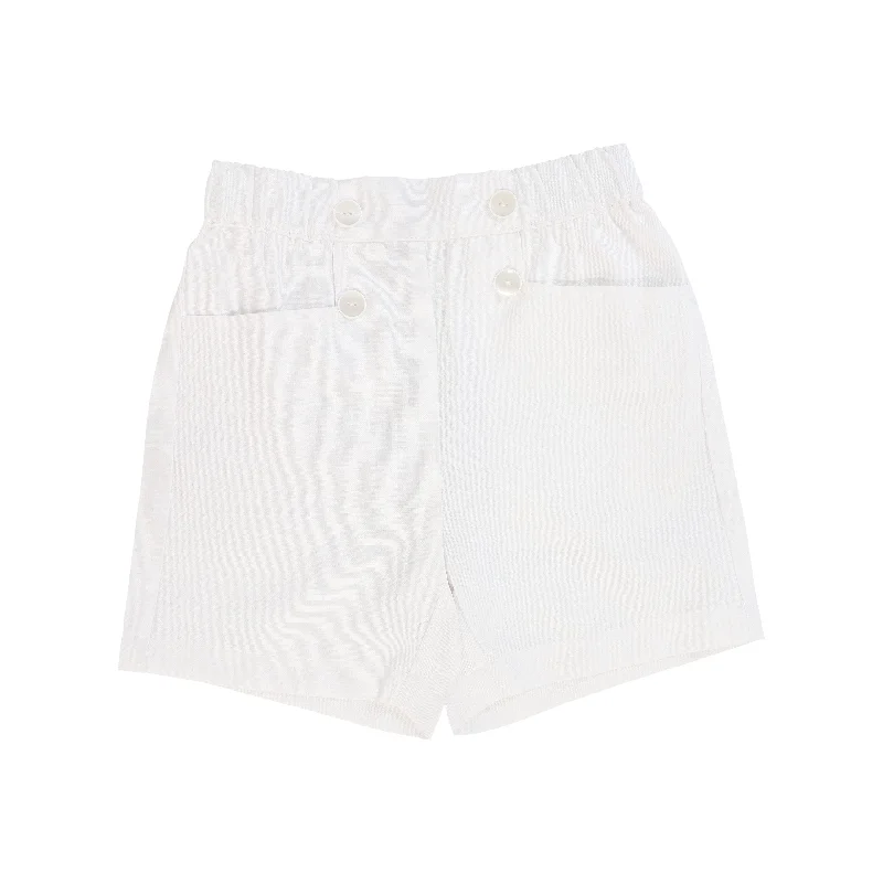 LE BOURDON WHITE PIQUE OXFORD BUTTON SHORT [FINAL SALE] Beach