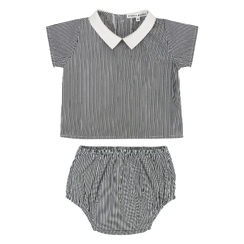 LITTLE PARNI BLACK/WHITE STRIPE BLOOMER SET [FINAL SALE] British Gentleman Style