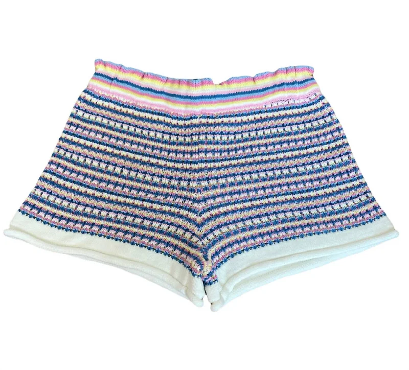 Girls Blue Knit Shorts In Multi Practical Men's Multi