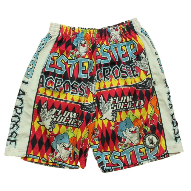 Flow Society Boys Red | Yellow Lacrosse Sticks Athletic Shorts Youthful Men's Pop