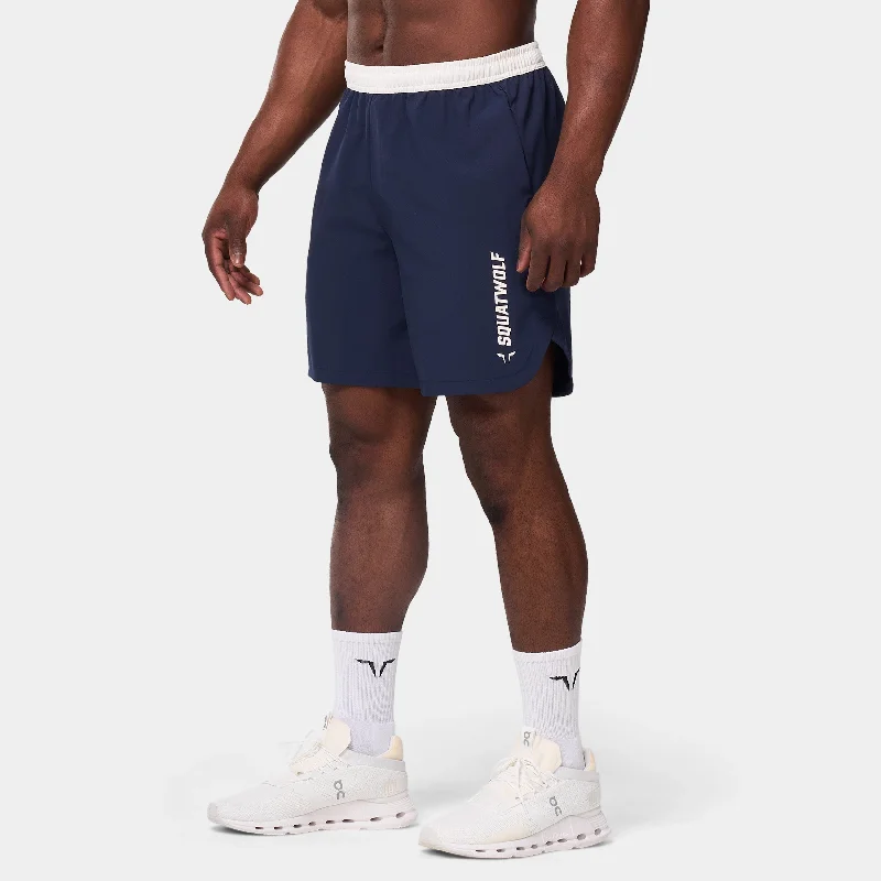 Warrior 7" Shorts 2.0 - Navy & Pearl White Edgy Men's Punk