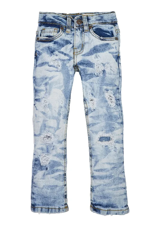 Toddler Boys Acid Wash Distressed Jeans Rugged Men's Outdoor 