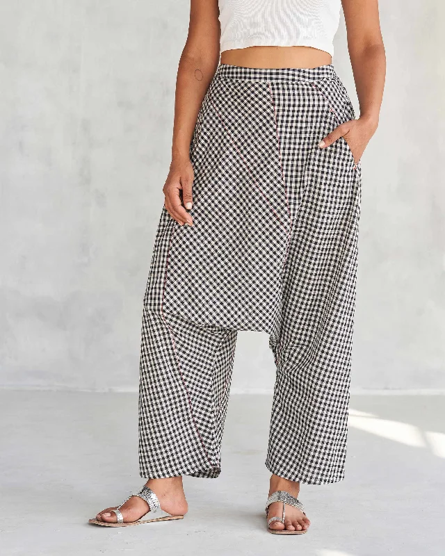 Midori Checkered Pants - Black & Ivory Sporty Men's Tennis