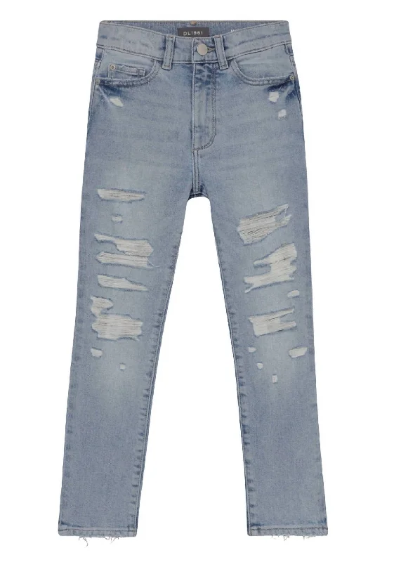 Girl's Emie Straight Jeans In Ice Distressed Masculine Men's Thick