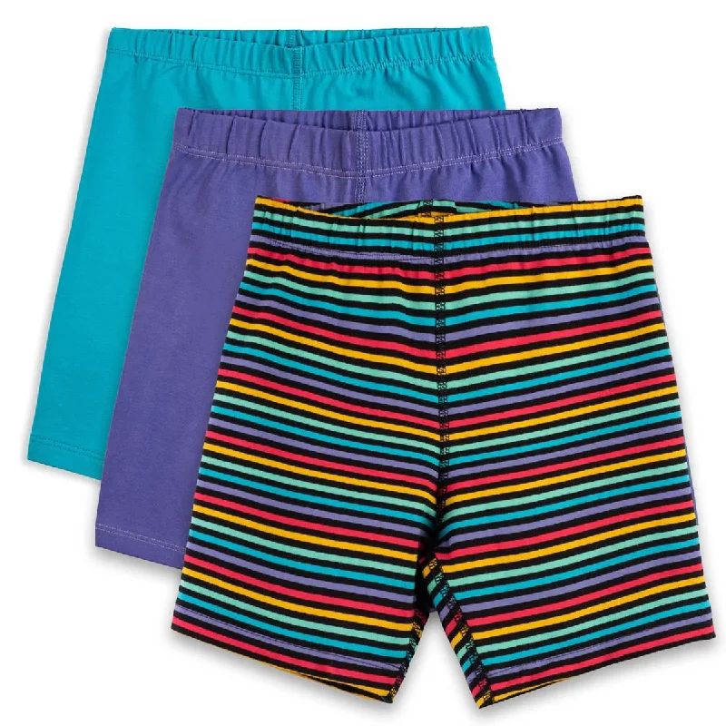 Mightly Girls Purple | Turquoise Stripe Shorts Monochromatic All