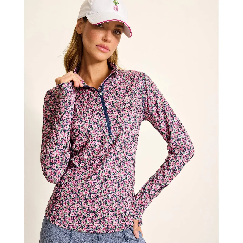 Tommy Bahama Women's IslandZone Playa Vista Pretty Petals Half Zip Sweatshirt - Island Navy Earthy Men's Hemp