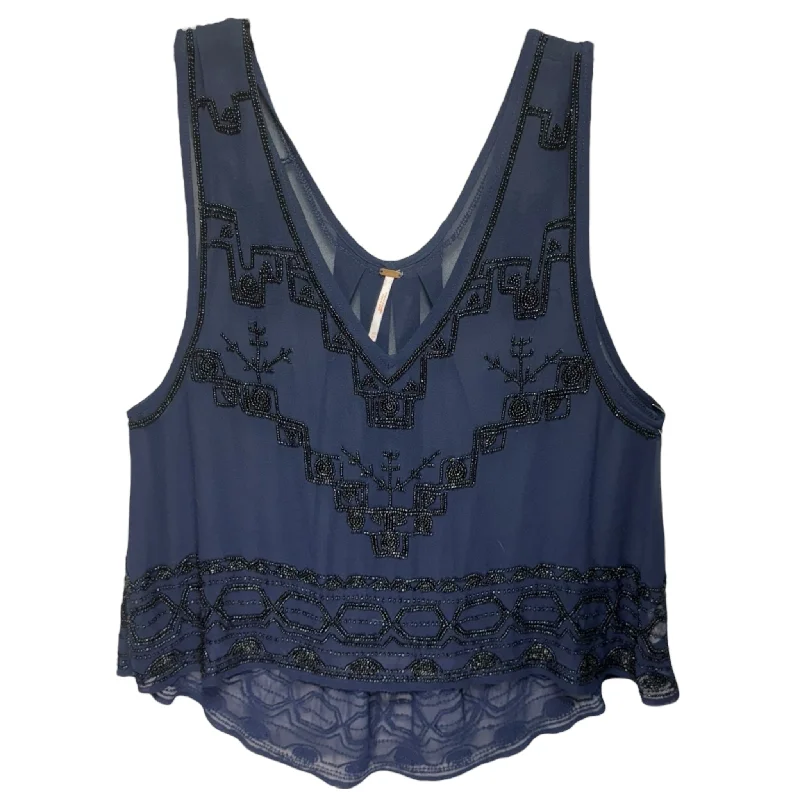 Beaded Run With It Cropped Top By Free People In Navy, Size: XS Bold Men's Statement