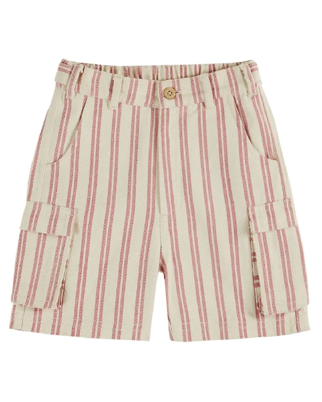 Boy's Stripe Cargo Shorts In Pink Stylish Men's Tropical 