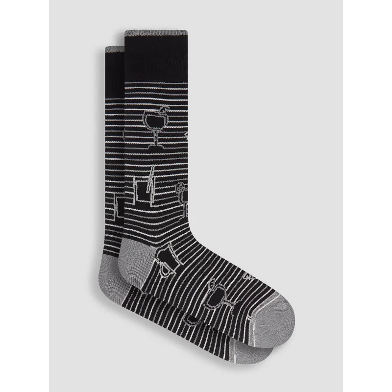 Bugatchi Cocktails Mercerized Socks - Black Masculine Men's 