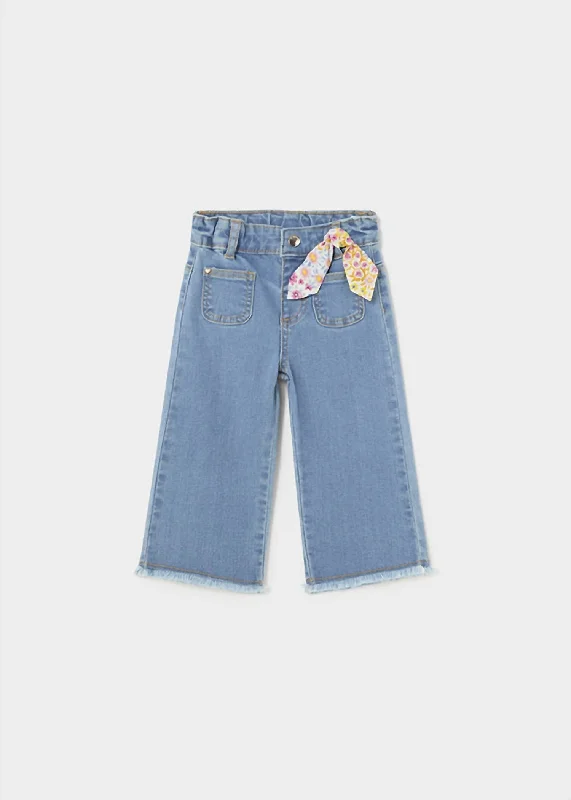 Girls Wide Leg Denim Jeans In Blue Adventure