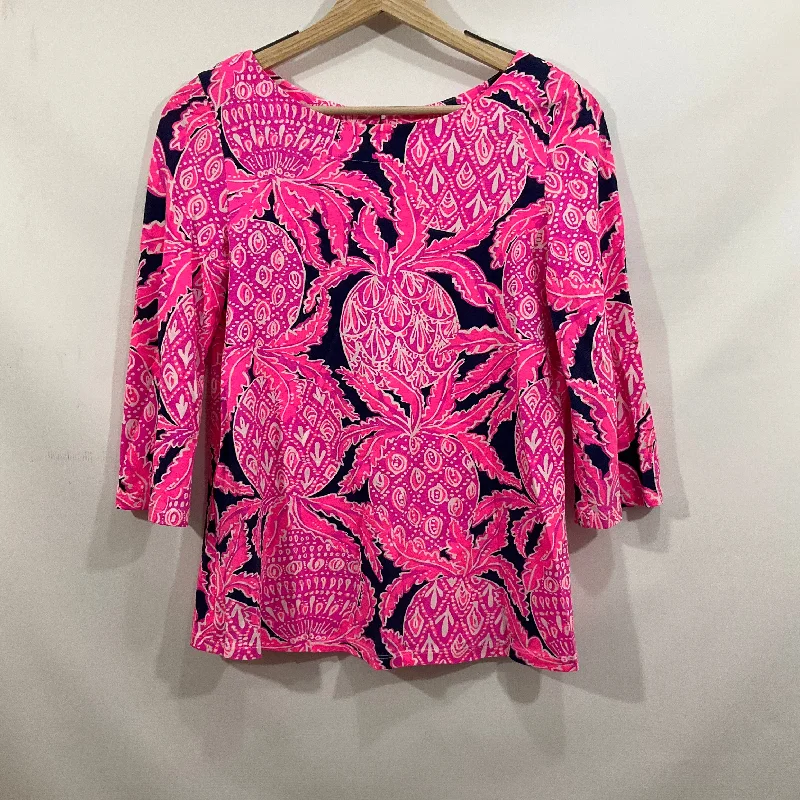 Top 3/4 Sleeve By Lilly Pulitzer In Floral Print, Size: S Stylish Men's Neon