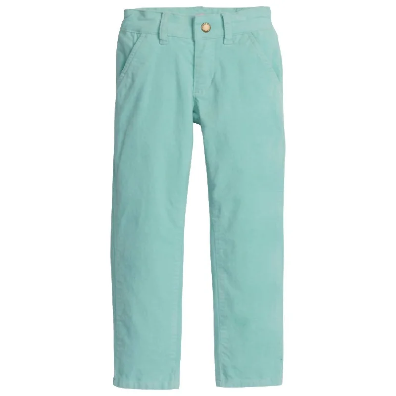 Girl's Twiggy Pants In Aqua Velvet Minimalist Men's Casual 