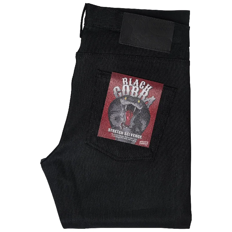 Super Guy - Black Cobra Stretch Selvedge Trendy Men's Oversized