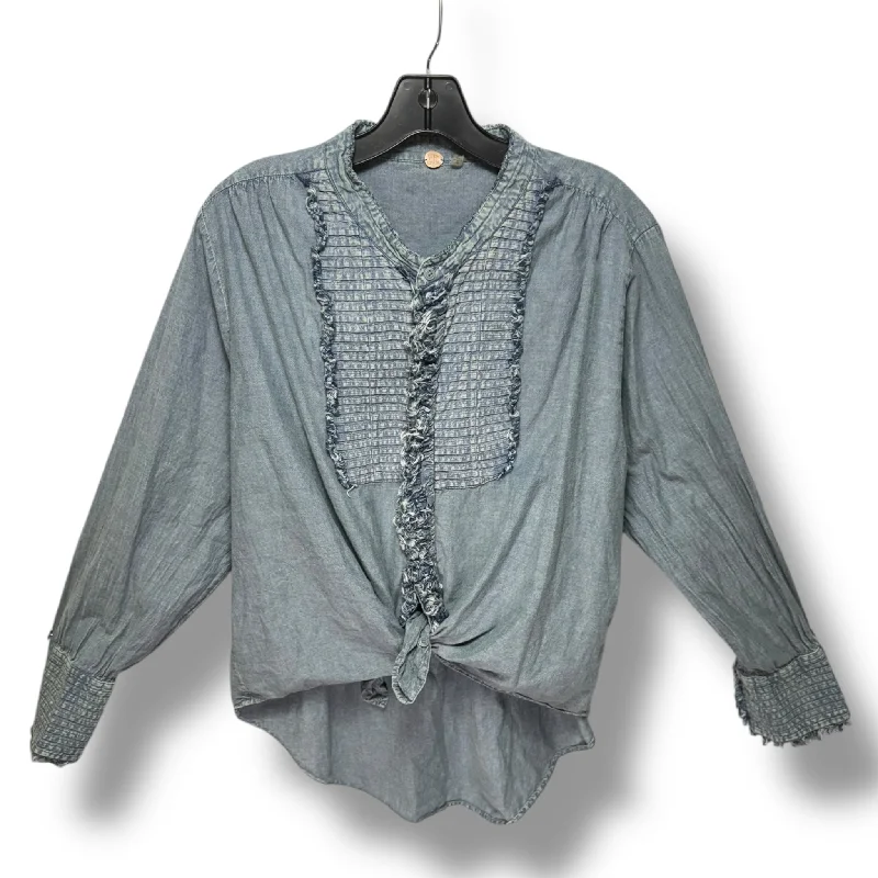 One Miles Denim Tuxedo Shirt By Free People In Blue Denim, Size: M Tough Men's Tactical