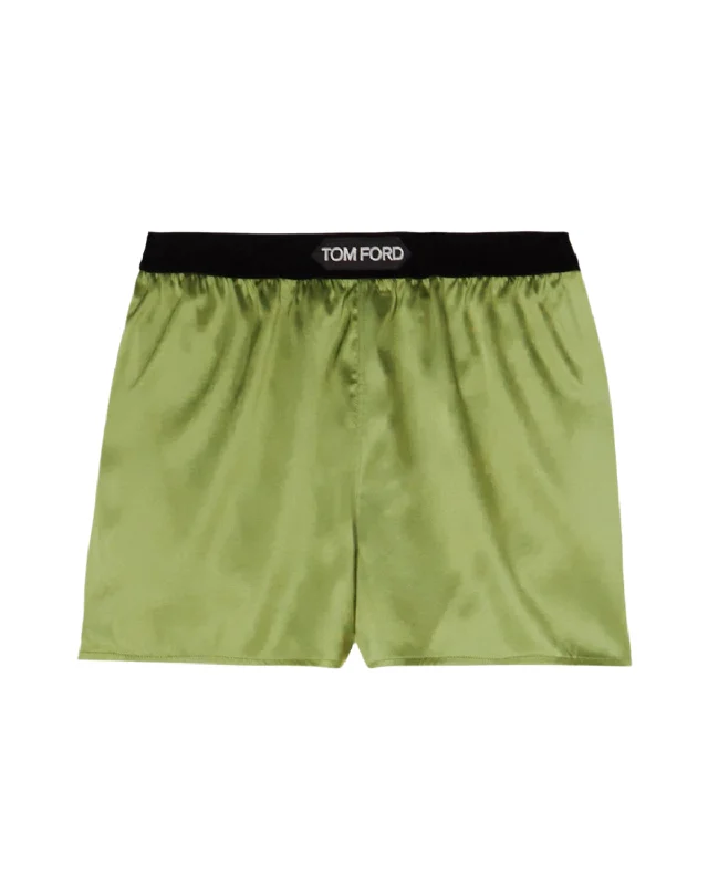 Tom Ford Womens Silk Boxer Shorts In Green Trendy Men's Oversized