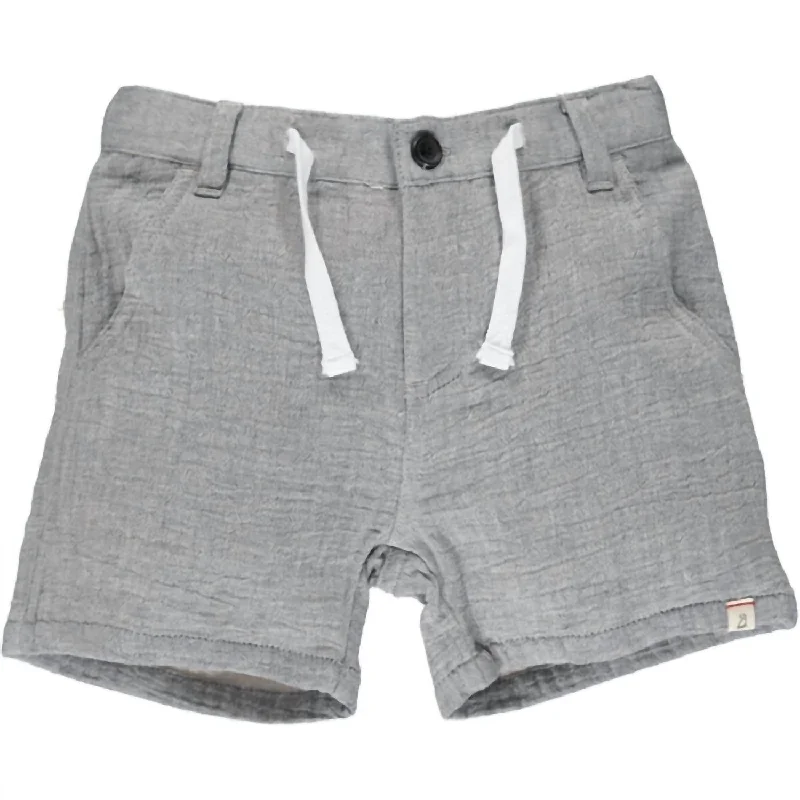 Boy's Crew Gauze Shorts In Grey Polished Men's Silk