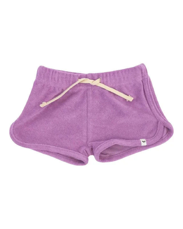 Girl's Assorted Terry Track Short In Orchid Dapper Men's Bow