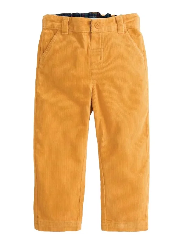 Boy's Corduroy Trousers In Mustard Tough Men's Military