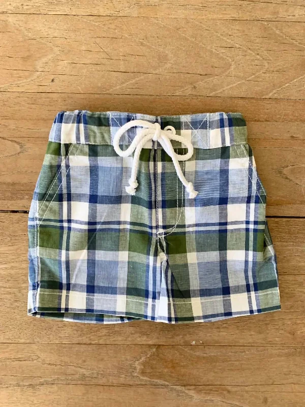 Infant Plaid Shorts In Green Monochromatic All