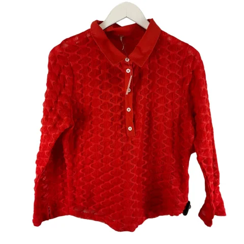 Top Long Sleeve By Free People In Red, Size: Xl Dapper Men's Bow