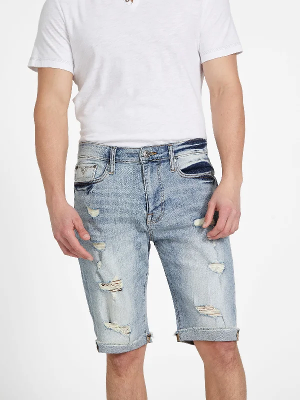 Eco Abby Distressed Straight Denim Shorts Trendy Men's Oversized