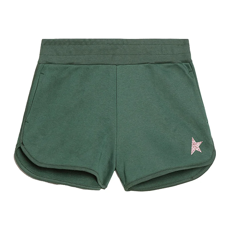 Green Logo Print Shorts Earthy Men's Sustainable 