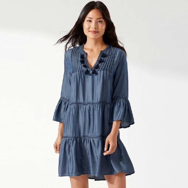 Tommy Bahama Chambray Embroidered Tier Dress Cover Up - Chambray* Modern Men's 