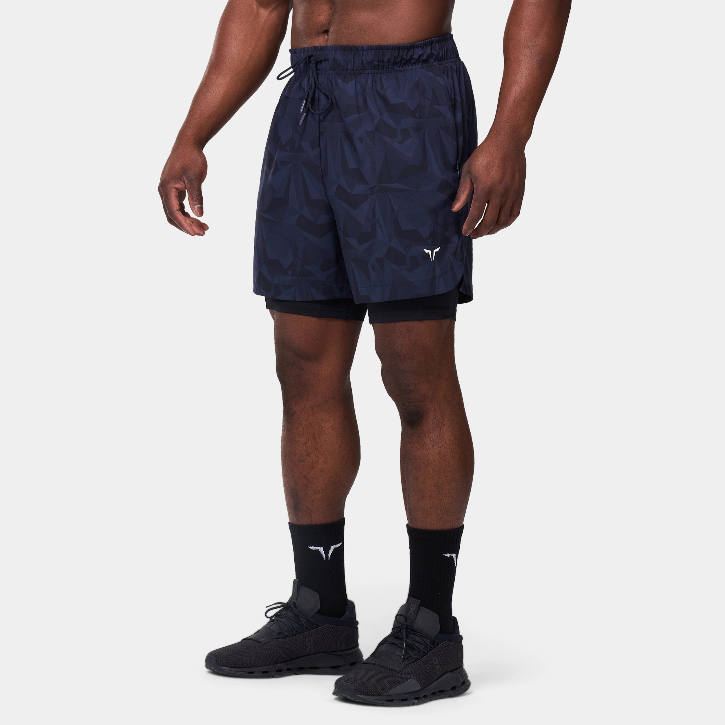 Limitless 2-in-1 7" Shorts - Navy Dot Camo Polished Men's Satin