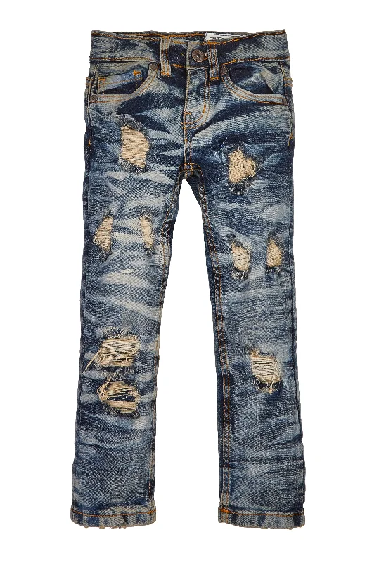 Toddler Boys Distressed Whiskered Jeans Streetwear Style