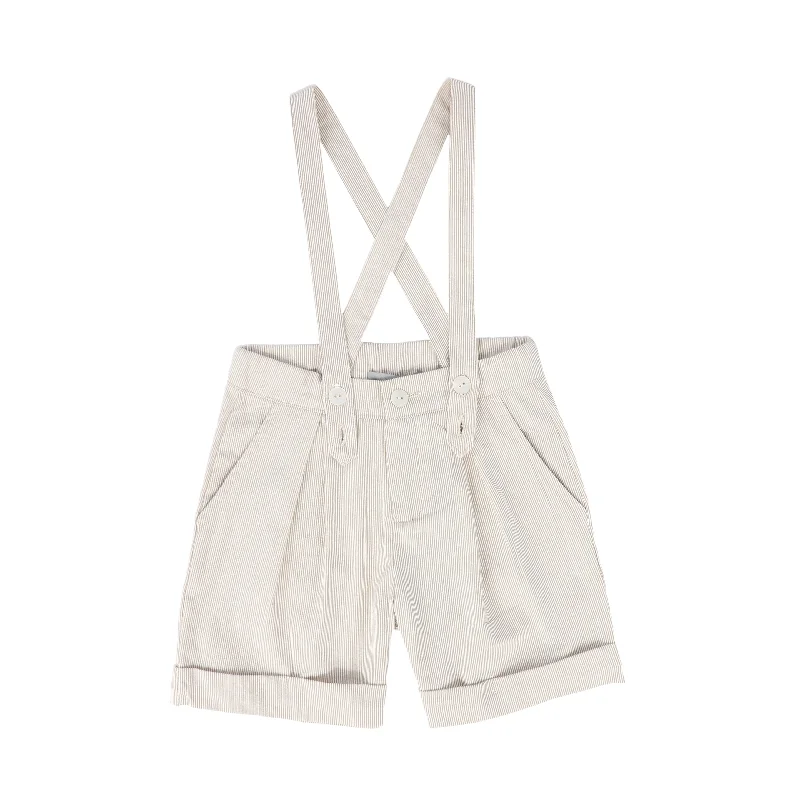 BACE COLLECTION TAN THIN STRIPED SUSPENDER SHORTS [FINAL SALE] Cozy Men's Winter