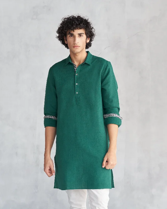 Comoros Kurta - Green Casual Men's Short