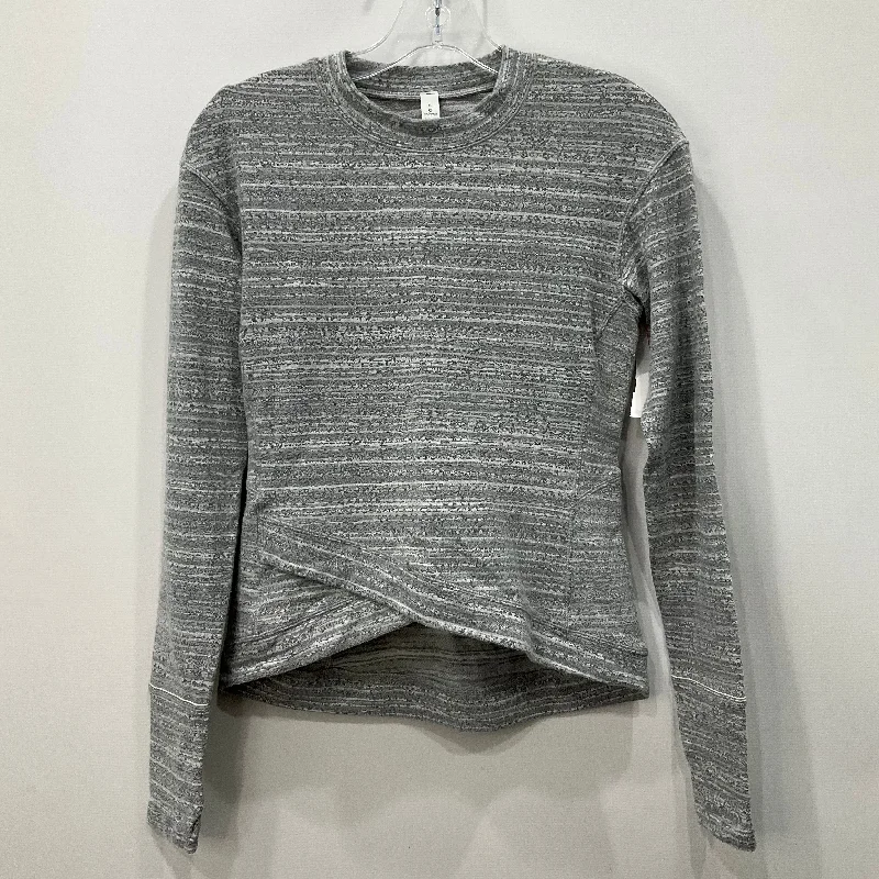 Top Long Sleeve By Lululemon In Grey, Size: 6 Laid