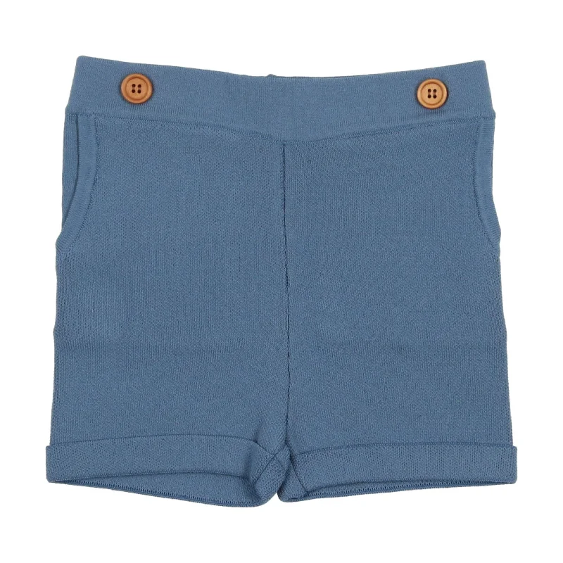 SWEET THREADS SLATE BLUE KNIT BUTTON  SHORTS [FINAL SALE] Refined Men's European