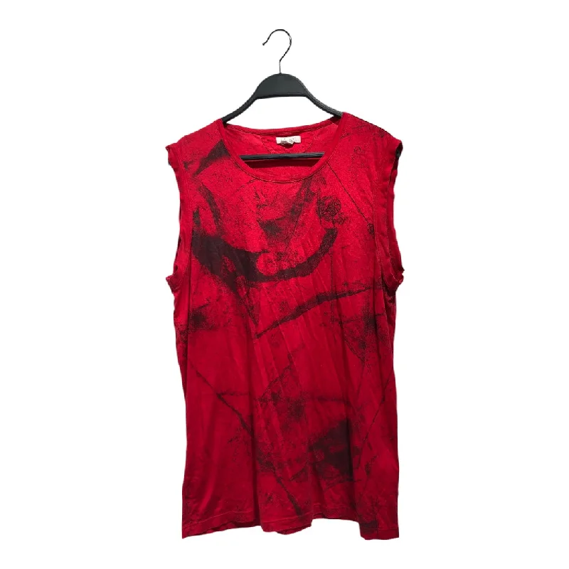 Helmut Lang/Tank Top/M/Cotton/RED/All Over Print/ Masculine Men's Thick