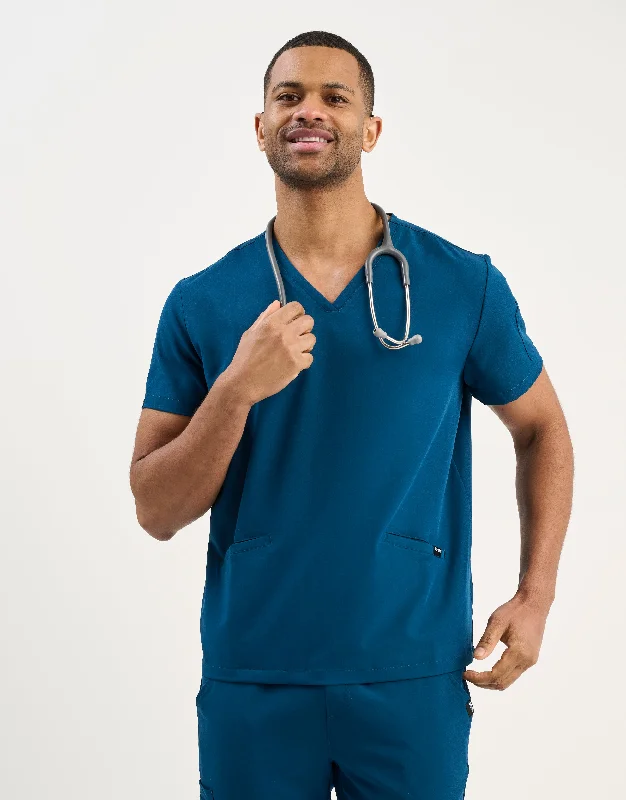 Aspire V Neck Scrub Top - Gibraltar Blue Unique Men's Patch