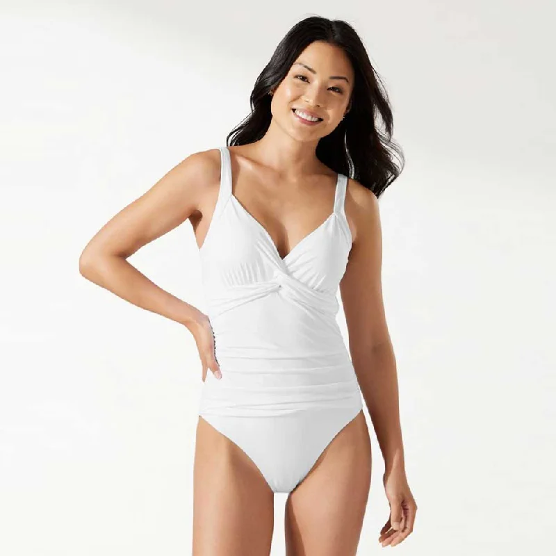 Tommy Bahama Pearl Underwire Twist Front One Piece Swimsuit - White* Minimalist Men's Casual 