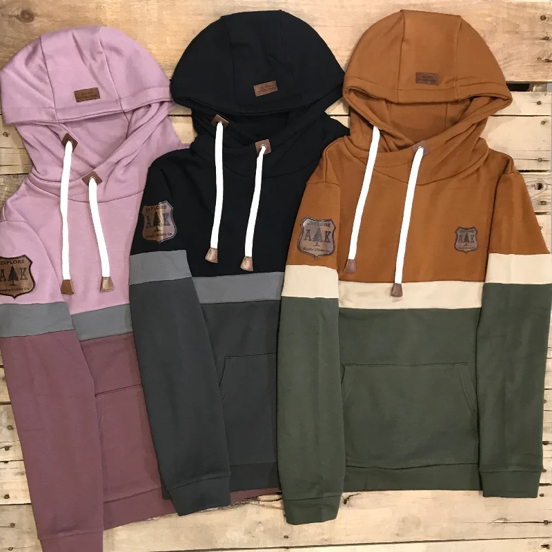 Striped Tricolor Hoodie Trendy Men's Bucket