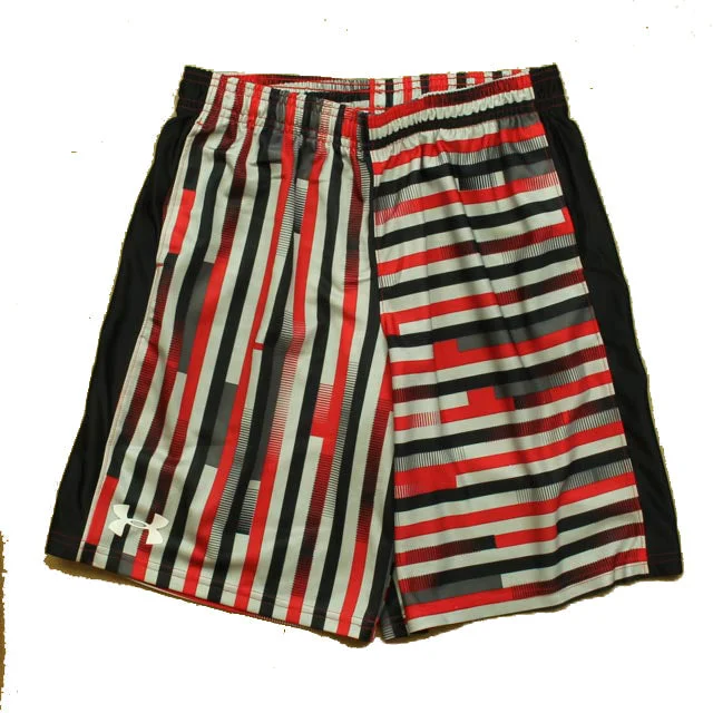 Under Armour Boys Gray | Black | Red Stripe Athletic Shorts British Gentleman Style